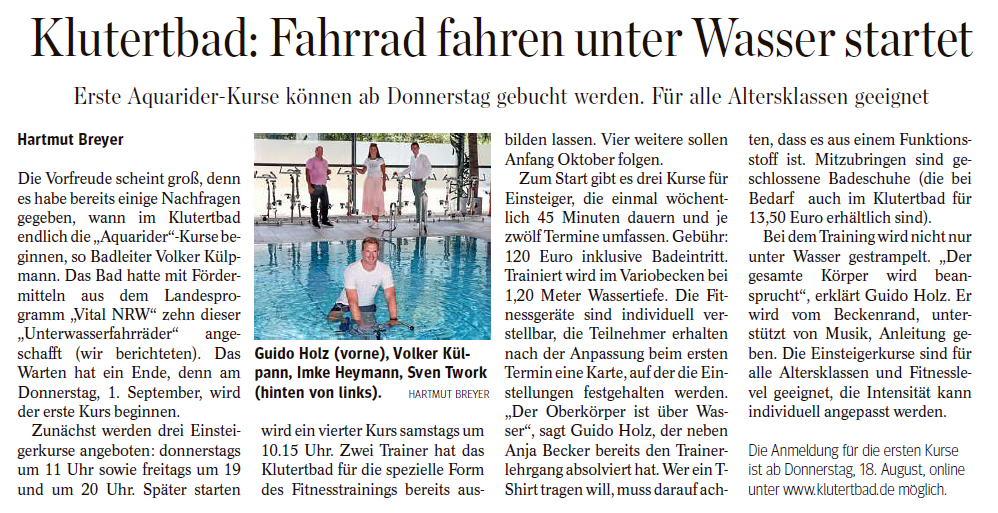 AquaCycling im Klutertbad