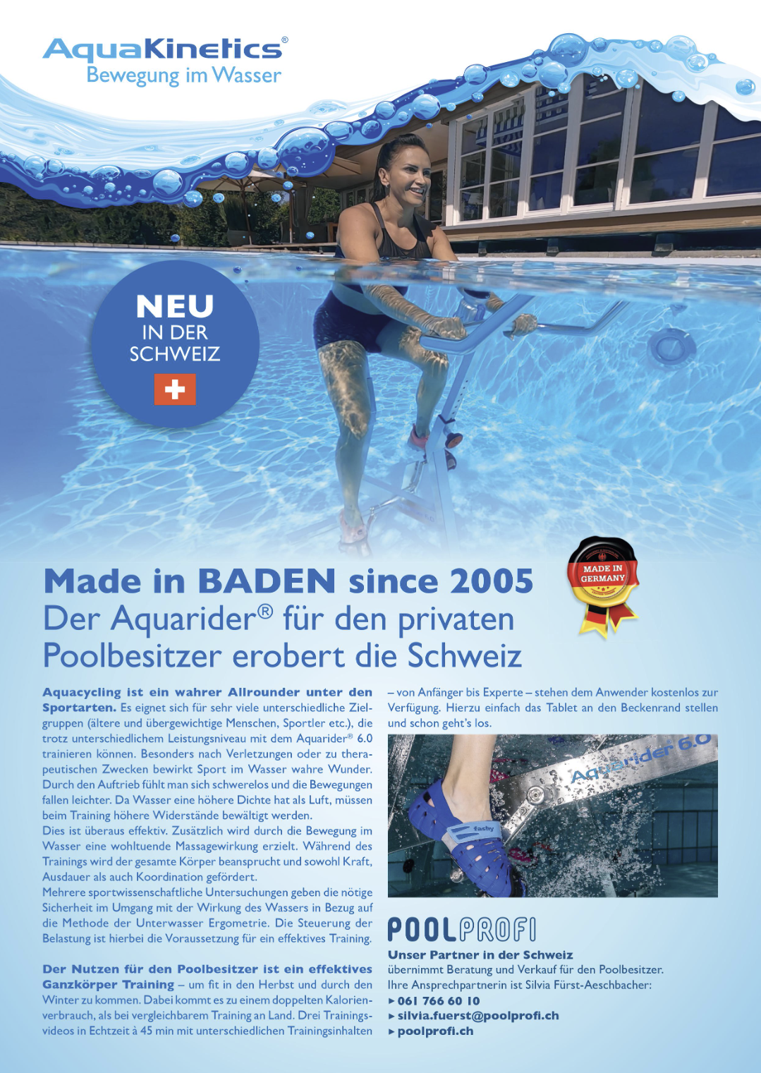 Der Aquarider® für den privaten Poolbesitzer erobert die Schweiz