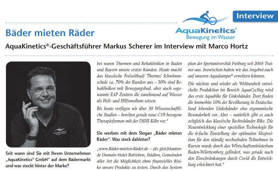 AquaKinetics®-Geschäftsführer Markus Scherer im Interview mit Marco Hortz